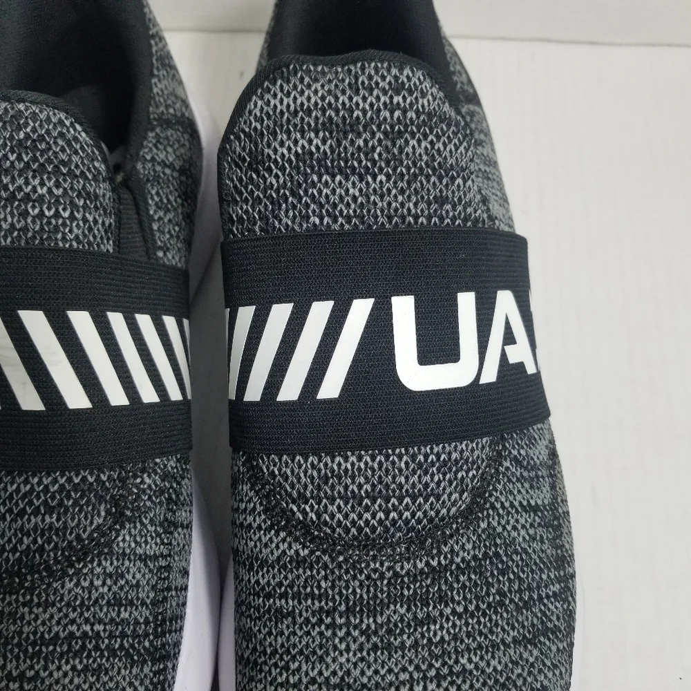 UNDER ARMOUR MEN'S BLACK, GRAY, AND WHITE SLIP-ON SHOES SIZE 12